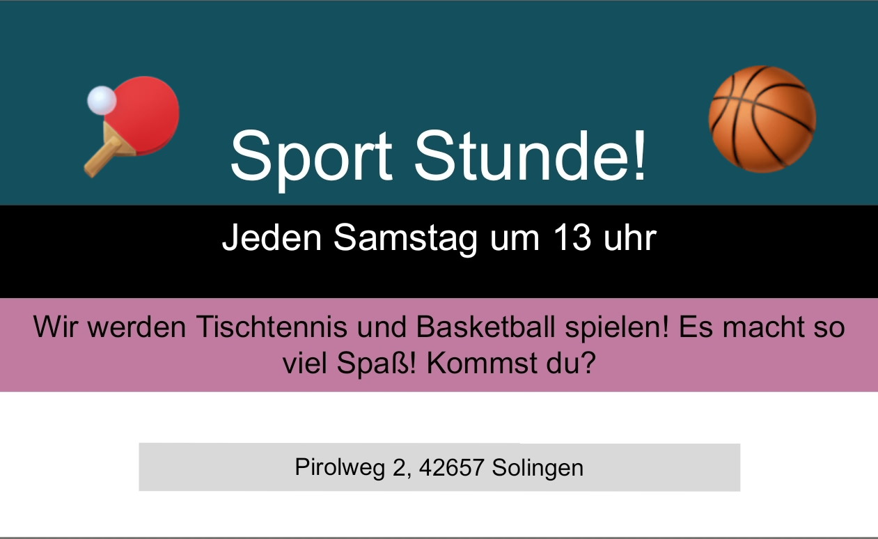 Sport Stunde!